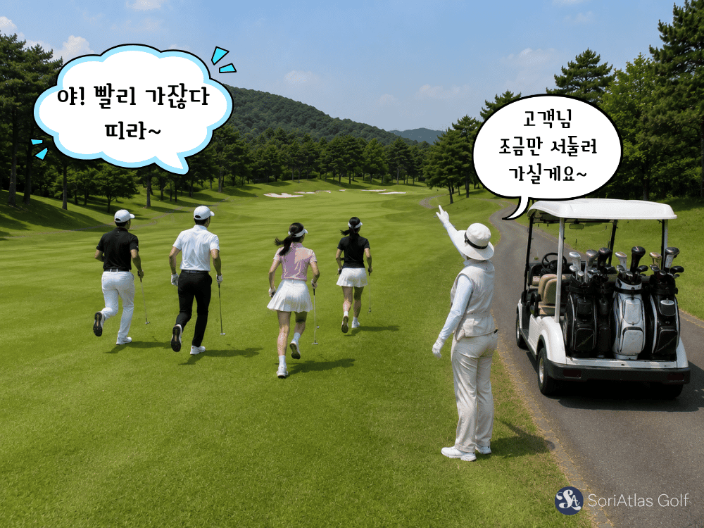 골프 매너. 진행 재촉하는 이유와 도와주기.
